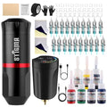 STIGMA White Wireless Rotary Tattoo Gun Kit with 20 Needles & 7 Ink Colors