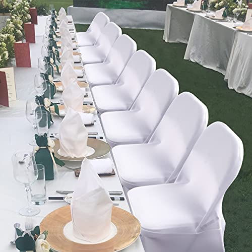 White Stretch Folding Chair Covers 50PCS for Wedding & Events - Babenest