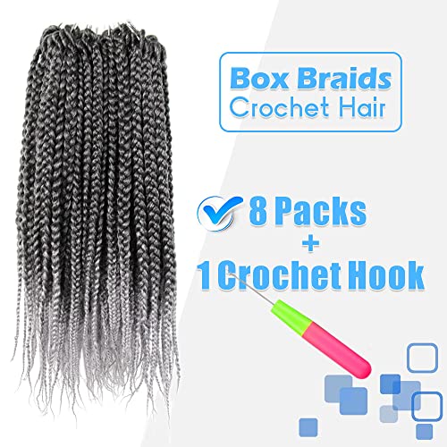 T1B/Grey Ombre Box Braid Crochet Hair 14 Inch - 8 Packs for Natural Styling