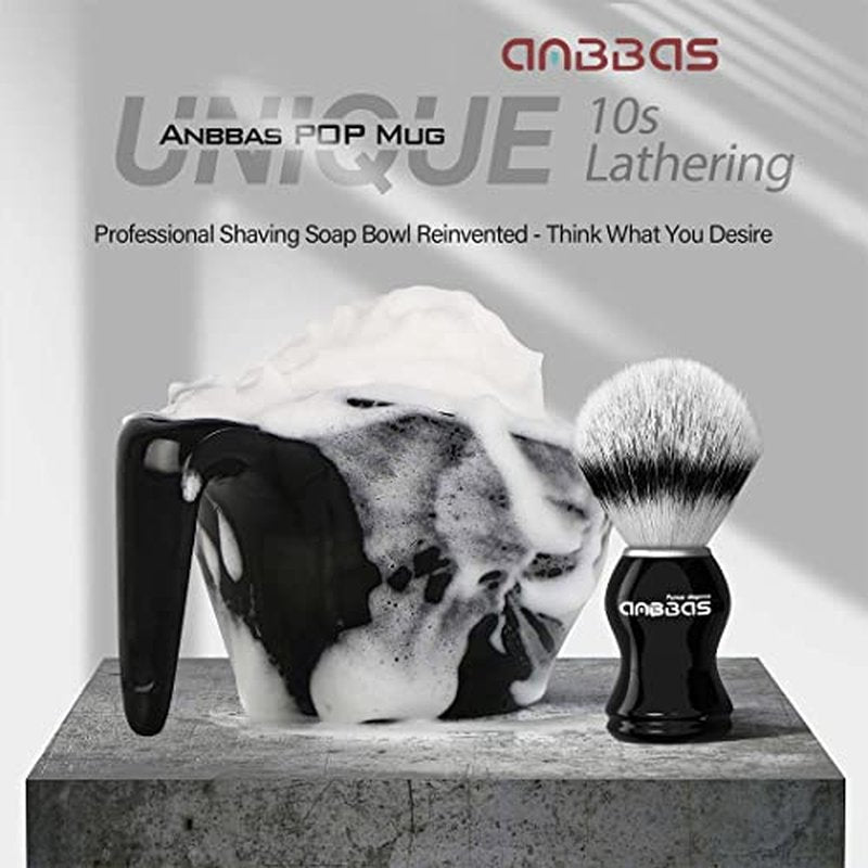 Anbbas Faux Badger Bristles Shaving Brush with Food-Grade Melamine POP Mug for Lathering and 3.5oz Shaving Soap Refill for Men Wet Shave,Women Girls Hair Removal