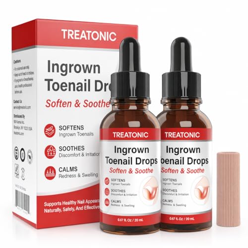 Treatonic Ingrown Toenail Treatment Drops - Repair Drops 2 Pack with Silicone Toe Caps