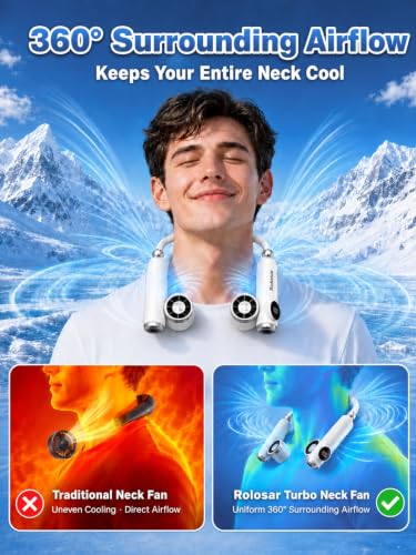 Portable Neck Fan Hands-Free Personal Wearable Fan Snowflake White