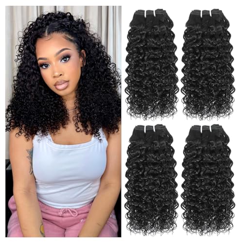 Curly Hair Bundles 12 12 14 14 Inch Natural Black 4 Bundles - Kinky Curly Human Hair Extensions