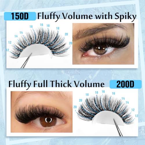 Yawamica Lash Extension Kit Fluffier 150D+200D Lash Clusters Eyelash Extension Kit 12-20mm Individual Lashes with Lash Bond, Lash Remover, Lash Tweezers for DIY Lashes Extension(150D+200D-12-20MM Kit)