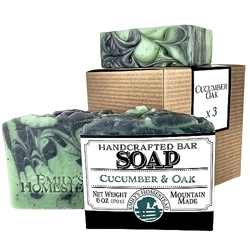 Emily's Homestead Natural Bar Soap, 3 Pack, Cucumber Oak with Exfoliation