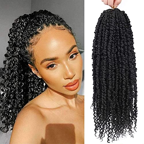 8 Packs 18 Inch Passion Twist Crochet Hair Extensions for Women - Curly Braiding Synthetic Hair