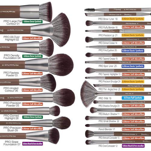 Bueart Design 26 Pcs Chocolate-colored Gift Makeup Brushes Set with Extra Large Holder,Elegant Make up Brushes for Foundation,Face Blending Powder, Contour, Highlight, Concealer, Eyeshadow