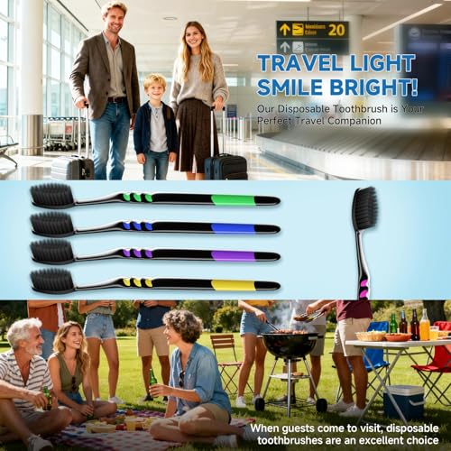 150 Pack Soft Bristle Disposable Travel Toothbrushes - Individually Wrapped for Adults & Kids