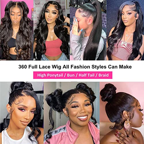 360 Lace Front Wig Human Hair 20 Inch Body Wave Full Lace Wigs Black Variation of THIS listing