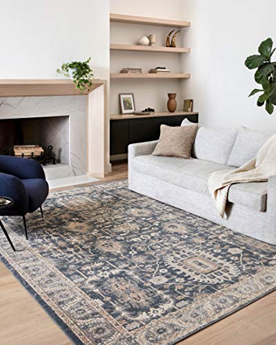 Loloi Teagan Denim and Pebble Area Rug 6'7" x 9'2" Rectangular - Modern Moroccan Style