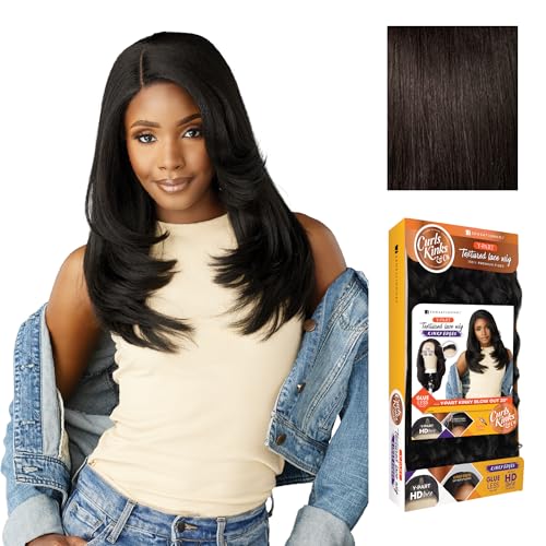 Sensationnel Kinkyedges 20-Inch Synthetic Wig Dark Brown - Blow Out, Curly Style