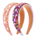 Girls Rainbow Rhinestone Headband - Purple & Pink Party Hair Accessories