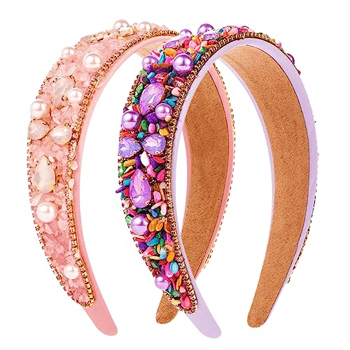 Girls Rainbow Rhinestone Headband - Purple & Pink Party Hair Accessories