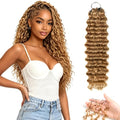 Honey Blonde Curly Feather Crochet Hair Extensions - 14 Inch, 50g - Pre-Separated Knots, Reusable Human Hair