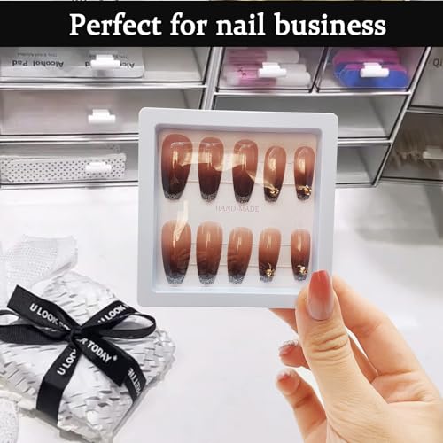3.5 Inch White 32 Pack Floating Nail Packaging Boxes with 90 Adhesive Tapes