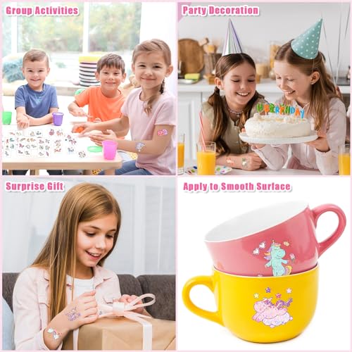 Partywind 204 Styles Glitter Temporary Tattoos for Kids Girls, 34 Sheets Perforated Tattoo Stickers for Girls Party Supplies Favors, Birthday Goodie Bag Stuffers Games Toys