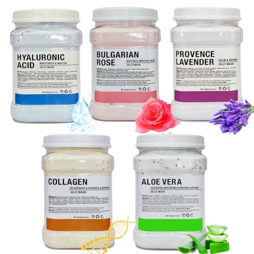 Bundle of Five Jelly Masks for Facials Professional, Mascarillas Faciales, Vajacial Mask, Jelly Face Mask, Facial Mask,Peel off Mask