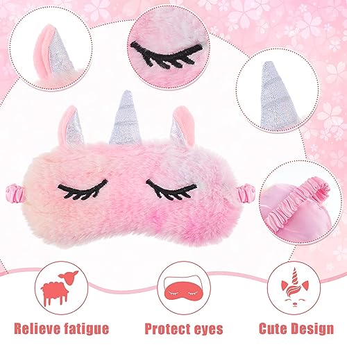 Sleepover Party Supplies Kit with Unicorn Eye Masks & Bow Headbands for Girls & Women