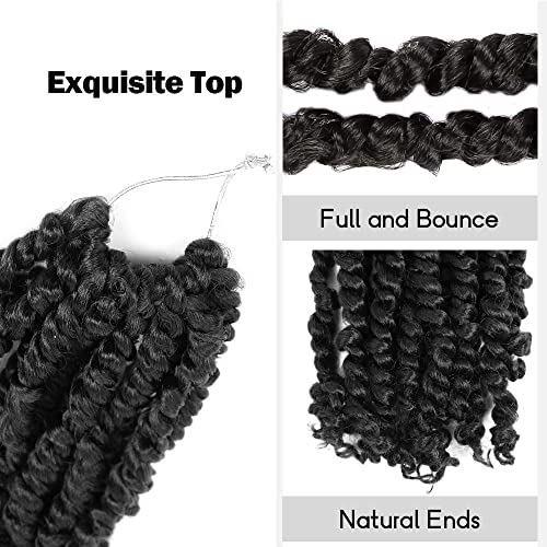 Pre-Twisted Passion Twist Crochet Hair 14in 1B(Natural Black) Pack of 8 by WUDAS