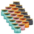 4 oz Decorative Mini Glass Jars with Bamboo Lids (24 pack, 4 Colors)