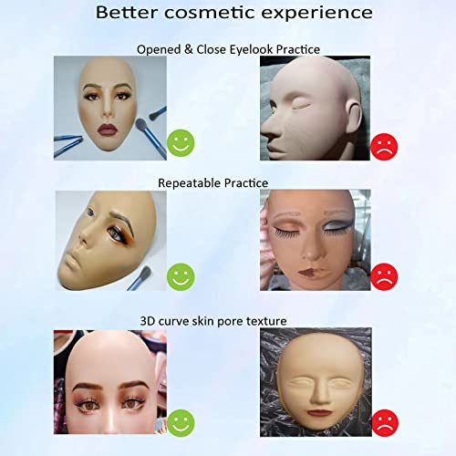 Full Face Makeup Practice Board Silicone Mannequin with Eye & Lip Details - Golden Wheat