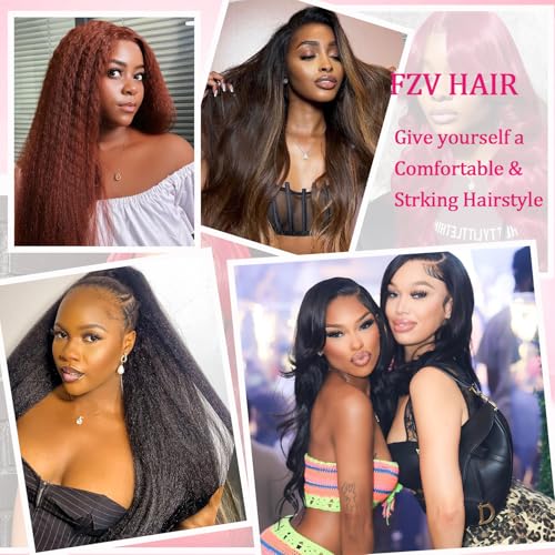 26 Inch Kinky Straight Clip-In Hair Extensions - Natural Black, 125g