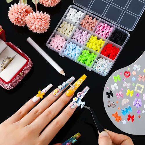Resin Nail Art Kit 8 Boxes - 60 Colors Flowers Bowknot Mixed Decor Set 04
