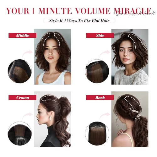 Clip-In Hair Extensions Medium Brown Mixed Dark Blonde 10 Inch - 5 Pieces Remy Human Hair