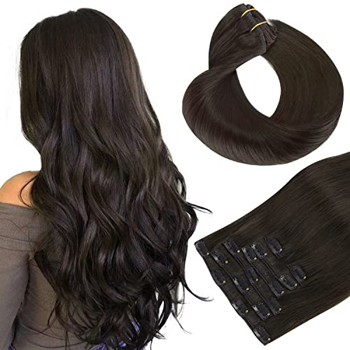 Dark Brown Clip-in Hair Extensions 20 Inch 120g Full Head - Hotbanana