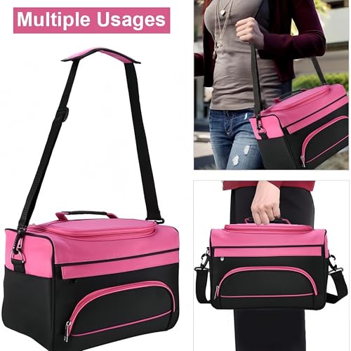 Hairdresser Barber Bag Large Capacity With Adjustable Strap Professional Cosmetology Case Hairstylist Traveling Bags For hair stuff and supplies for Salon Pink Hair Tools Bag
