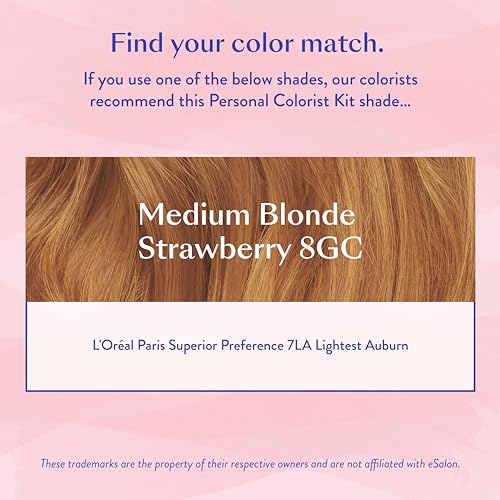 eSalon Permanent Hair Color Kit - Medium Blonde Strawberry 8GC - Gray Coverage & Professional-Grade Dye