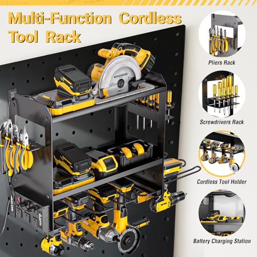 YYR Power Tool Organizer Wall Mount with Charging Station Black