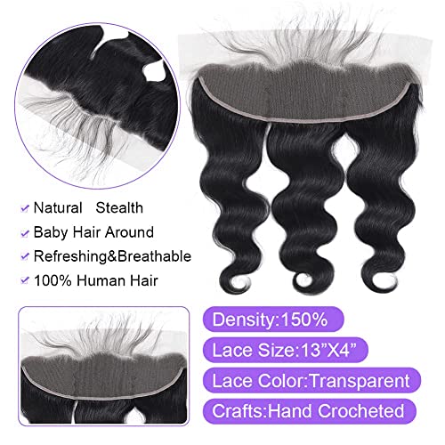 16 Inch Body Wave Lace Frontal Closure Ear to Ear HD Transparent Lace - 13x4