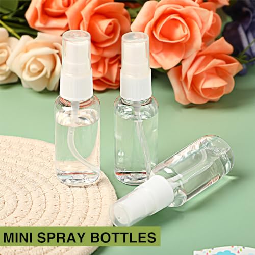 Uiifan 200 Pcs Mini Clear Spray Bottles 1 oz Small Empty Plastic Fine Mist Spray Bottles with Small Funnels for Essential Oils Travel Alcohol Perfumes