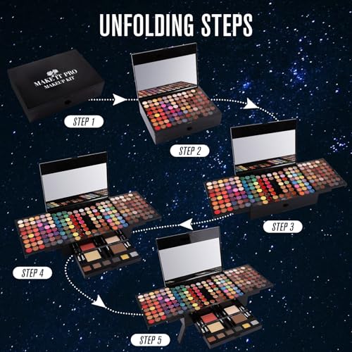 All in One Makeup Kit - 144 Eyeshadow, Lip Gloss, Concealer, Eyeliner & Brushes - Variation 05