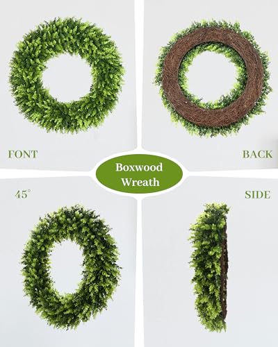 32 Inch Artificial Boxwood Wreath with Yellow Cloth Can DIY Shaped - Green / 32 Inch