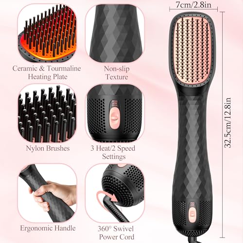 VIGNONY Black 4-in-1 Hair Dryer Brush & Styler 1200W Ionic Ceramic Tourmaline