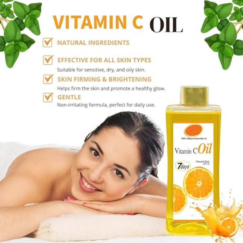 500ml Vitamin C Oil for Skin Brightening - Organic Vitamin C Oil for Face & Body - Soft 7 Body Oil, Moisturizing