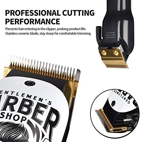 Men's Hair Clipper Kit - Professional Grooming Set with Self-Sharpening Blades, 240 Min Cordless Use - White