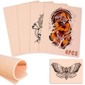 3mm Tattoo Fake Skin, 4 Pcs Pure Silicone Tattoos Practice Skin, Double Sides Real Thick Feeling Soft, Tattooing Microblading Eyebrow Lip Practice or Display for Beginners