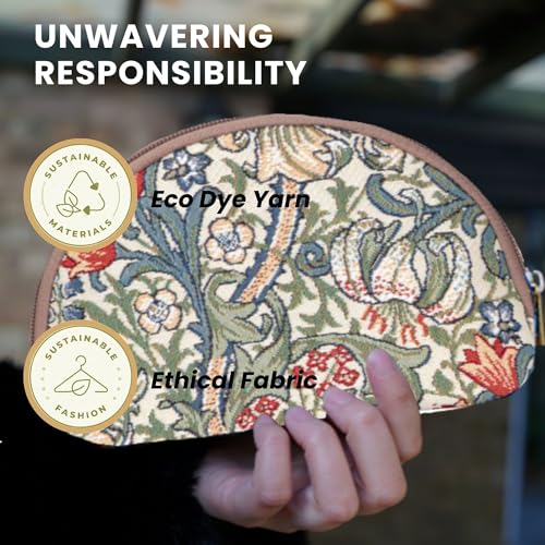 Travel Makeup & Toiletry Bag - William Morris Golden Lily Pattern - Compact Size