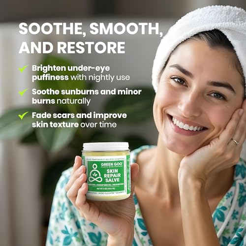 Green Goo Skin Repair Healing Salve, Natural Body & Face Moisturizer with Aloe Vera, Improves Skin's Appearance, Great for Scarring & Wrinkles, 4 Oz