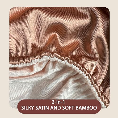 Satin Hair Wrap Towel for Curly Hair - Double Layer Turban with Bamboo Inner - Bronze