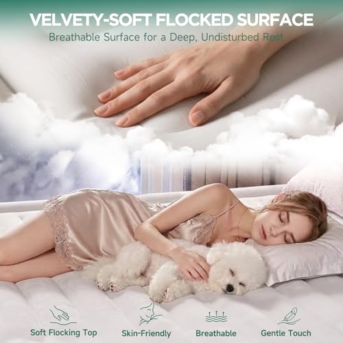 Queen Air Mattress with Built-in Pump, 18in, Green, 3-Layer Laminated Surface