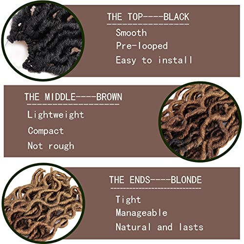18 Inch Faux Locs Crochet Hair for Black Women - Soft Goddess Locs, 6 Packs, Variation of 1B/30/27
