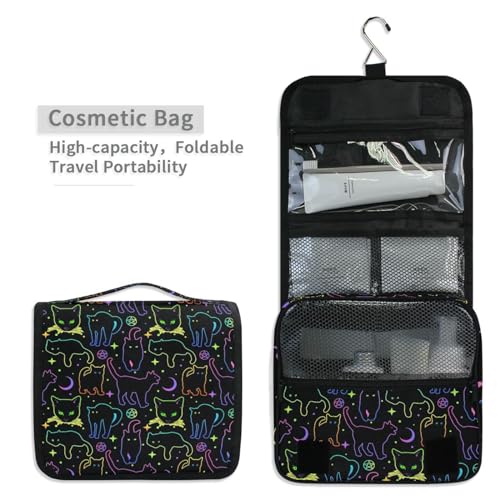 MNSRUU Hanging Toiletry Bag Witchcraft Black Cats Makeup Bag Travel bag for Toiletries Portable Toiletry Organizer Bags Toiletry Bag for Women Men, Travel-Essentials Toiletry Bag