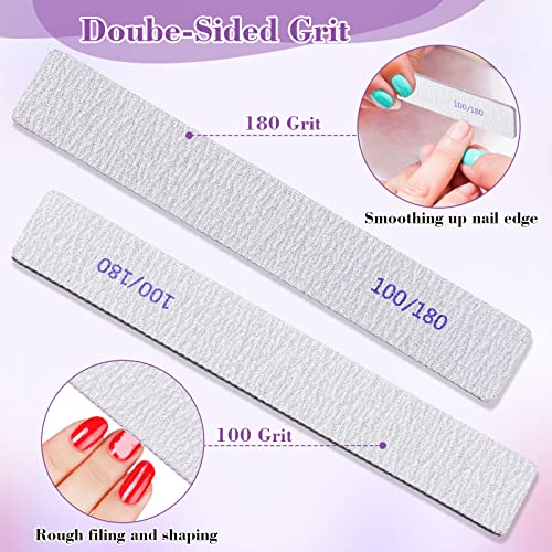 150 Pcs Double Sided Nail Files 100/180 Grit Manicure Set - Thick Handle