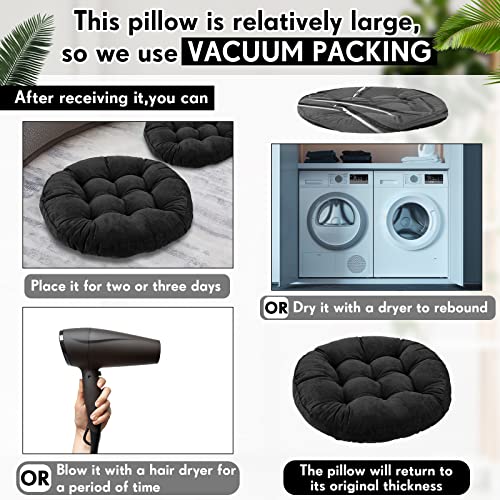 Jerify 6 Pcs Large Round Floor Cushions - 22 x 22 Inches, Black Variation 6