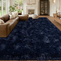 Navy Blue Rug 8x10 Large Fluffy Living Room & Bedroom Decor - Mugorn