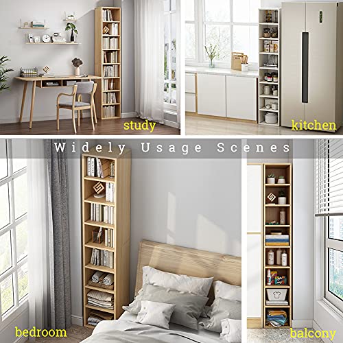 IOTXY Small Narrow Corner Bookcase - 71 Inch Tall White Storage Cabinet, 8 Cubes without Door